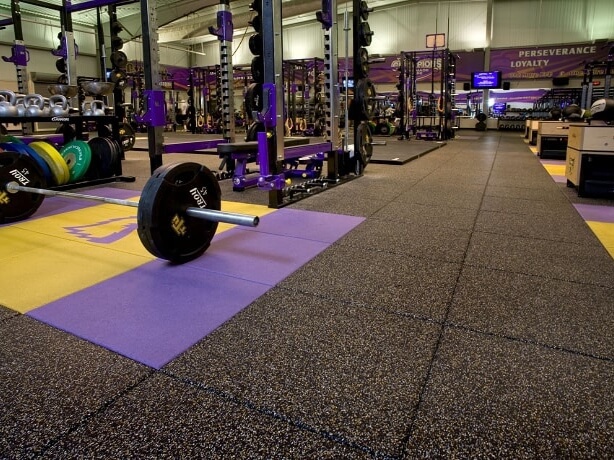 Nền sàn cao su phòng GYM với sự kết hợp các loại gạch màu